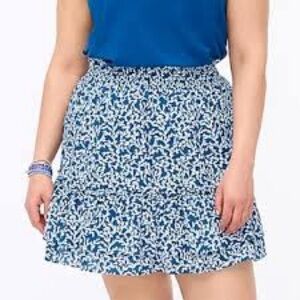 J. Crew Ruffled blue and smocked-waist mini skirt size small, new without tags